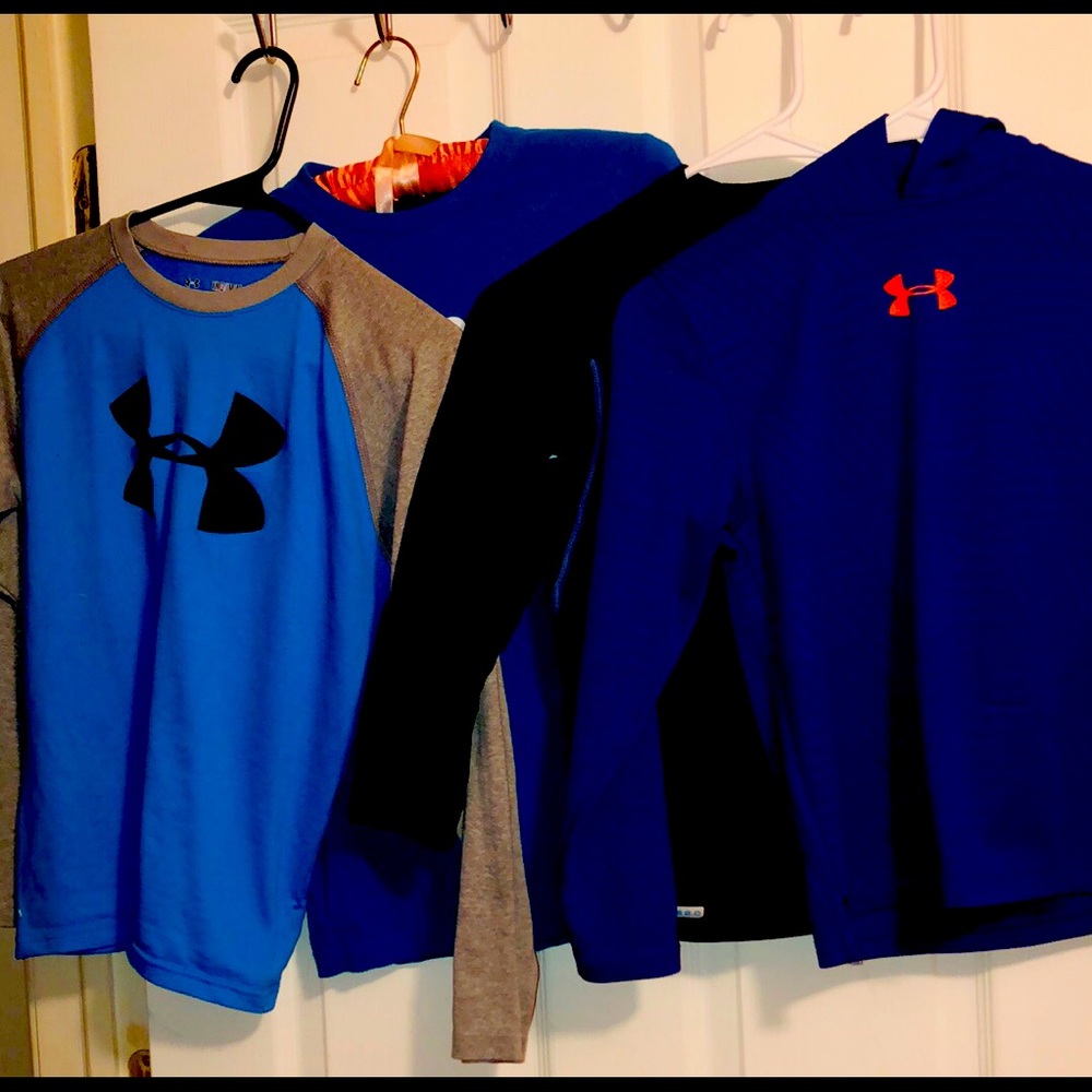 Lot of 4 Under Armour long sleeve youth boys shirts